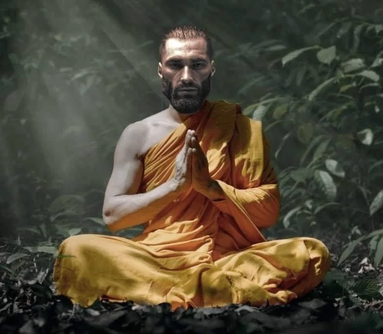 Meditating gigachad monk