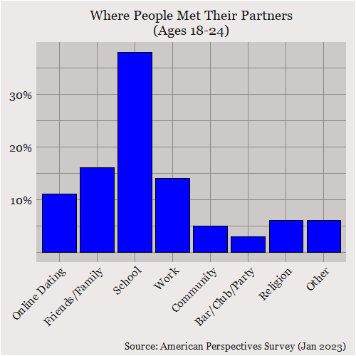 Where do 18-24 year olds meet their partners